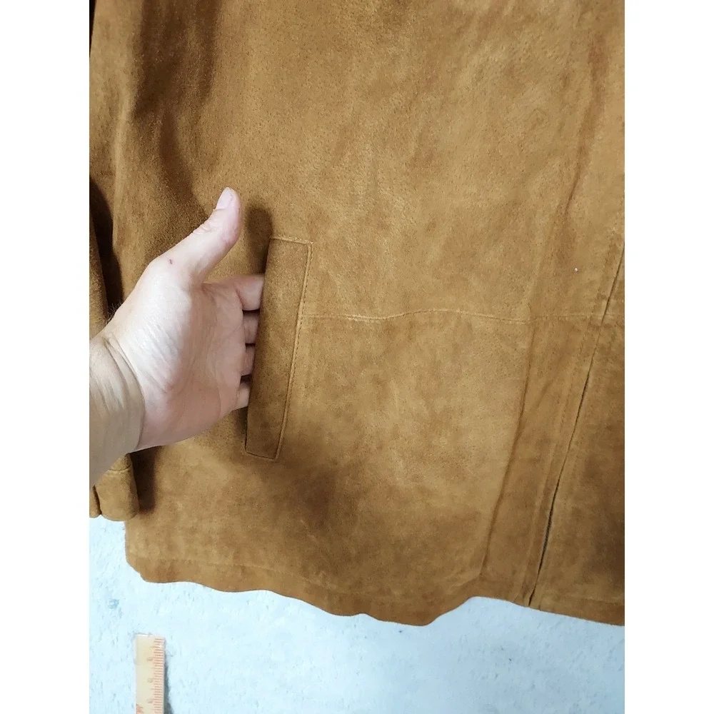 Boston Harbour Jacket Mens XXL 2XL Suede Leather Full Zip Outdoor Brown Lined